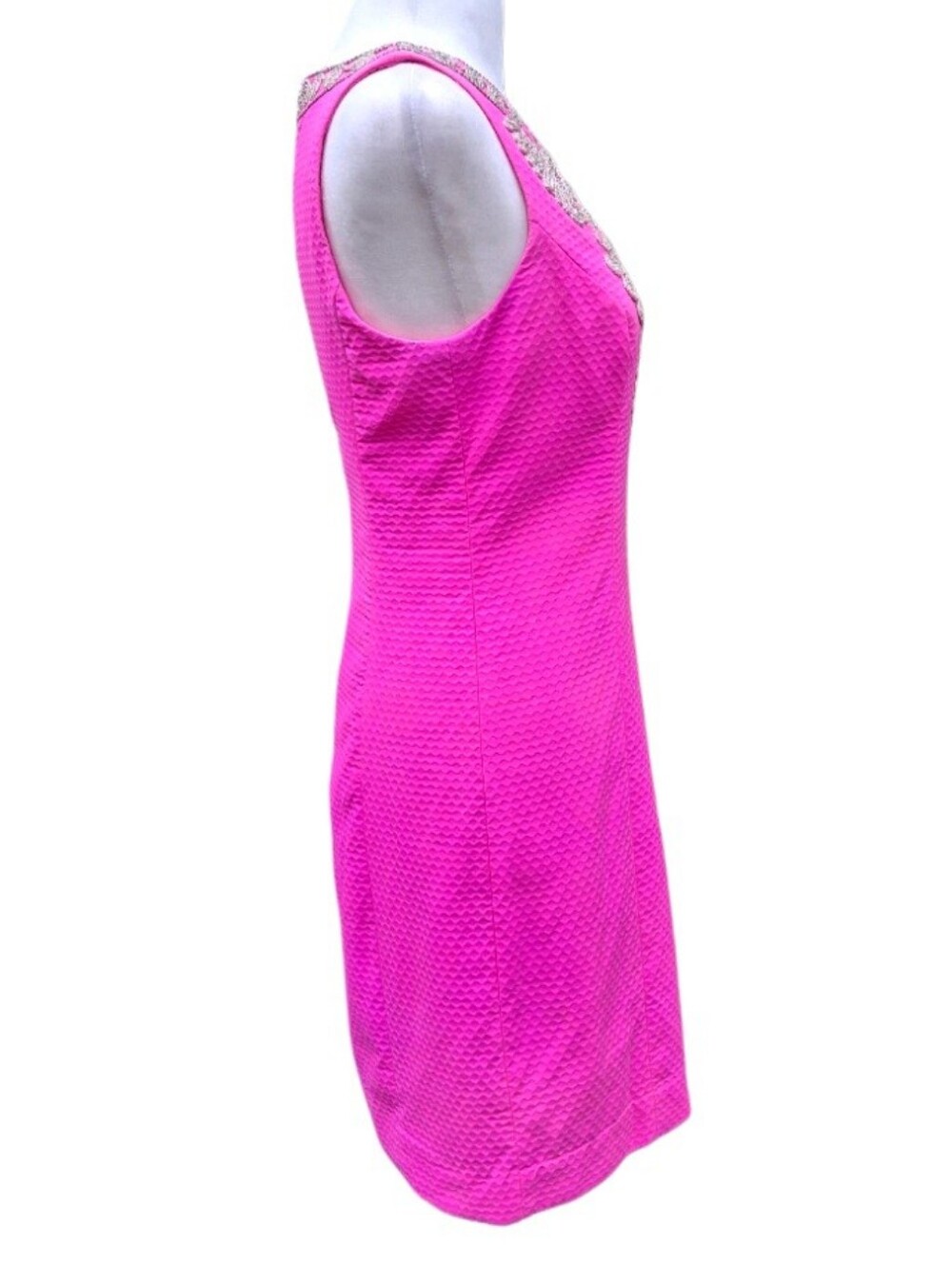 Lilly Pulitzer Gabby Shift Dress Pop Pink Metallic Gold Embroidery Size 0 - Picture 5 of 15